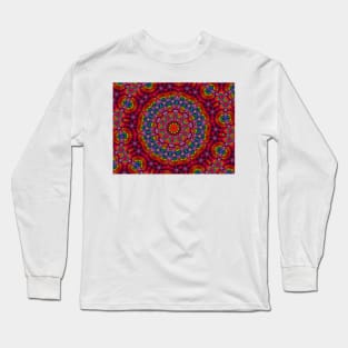 Rainbow coloured mandala style fractal pattern Long Sleeve T-Shirt